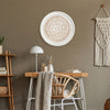 Boho Rustic Farmhouse Wood Framed Wall Medallion - White, Brown (17")